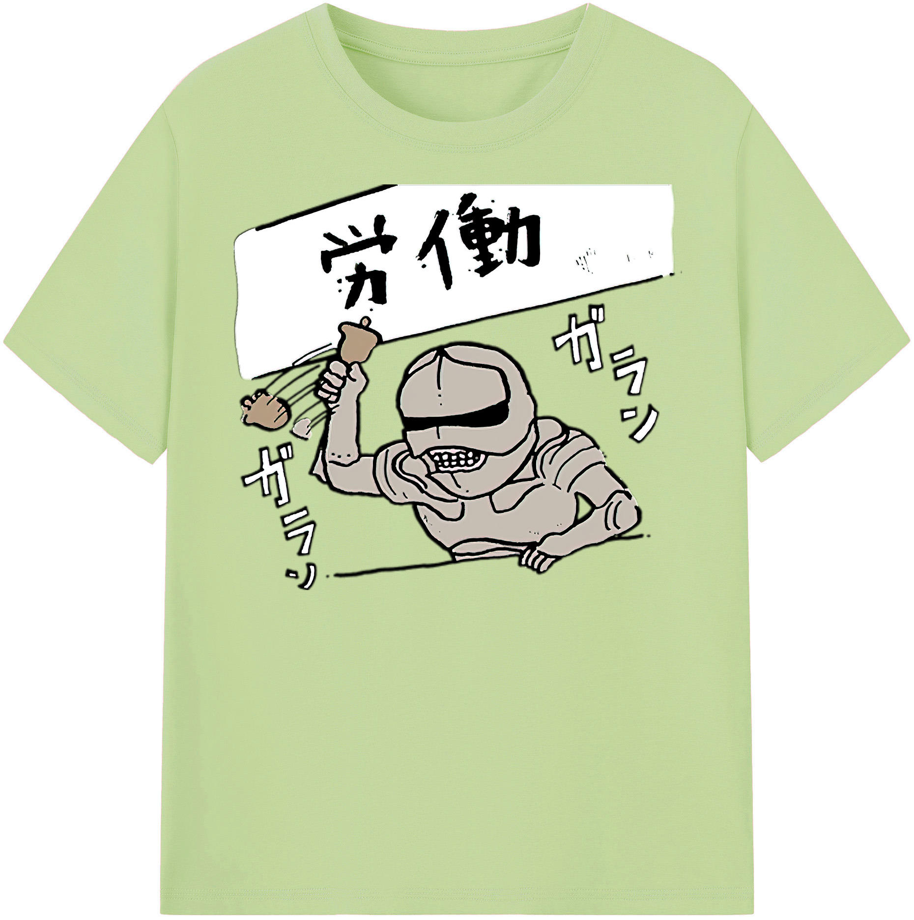 （画像用） ちいかわ 労働の鎧さん Chii-kawa Mr. Armor of Labor 綿100％半袖Tシャツ（フロントプリント）
